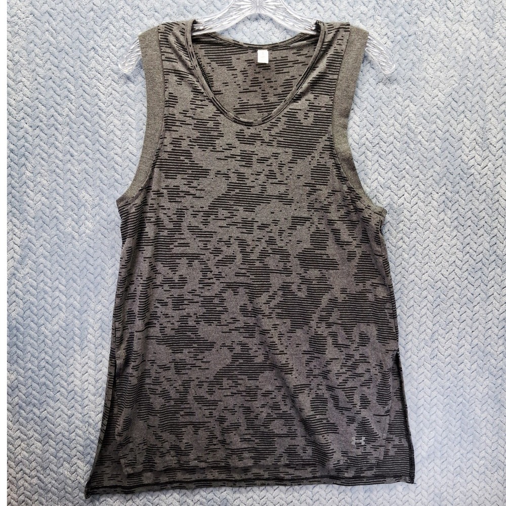 Under Armour Womens Gray Abstract Camo HeatGear Racerback Tank Top Size Medium